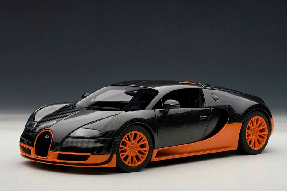 AUTOart Bugatti Veyron Super Sport World Record - Black / Orange Skirts (70935)