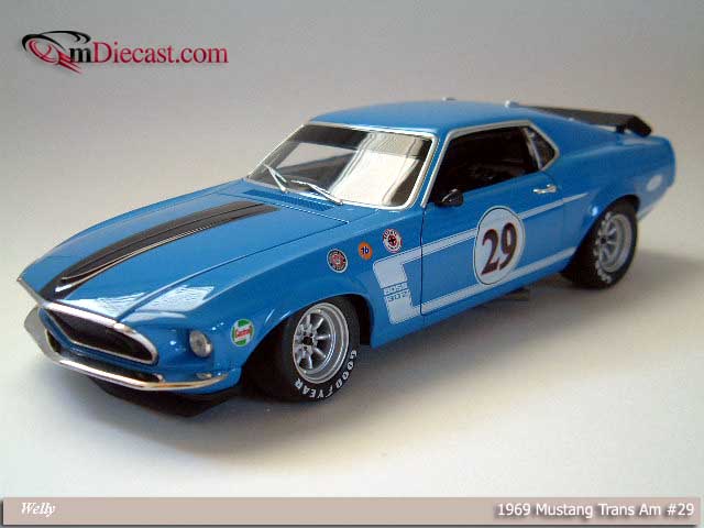 Welly 1969 Ford Trans Am Mustang 29 LE Blue in 118 scale mDiecast