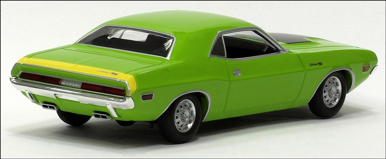 Minichamps: 1970 Dodge Challenger R/T - Green (400 144700) in 1:43 scale
. Picture provided by Natty, 2010-02-21 07:53:36