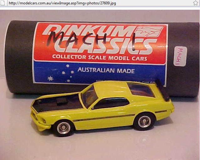 Dinkum Classics: 1969 Ford Mustang Mach 1 - Yellow/Black (MUY) in 1:43 scale