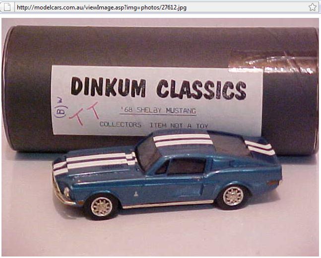 Dinkum Classics: 1968 Ford Mustang Shelby - Metallic Blue/White Stripes (MSB) im 1:43 maßstab